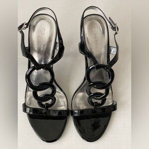 Calvin Klein Women’s Black Patent Open Toe Pumps Size 8 US
